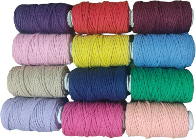 TOREX 3 Ply Twisted Macrame Thread 3mm Combo each color 25m 12 pcs multicolored