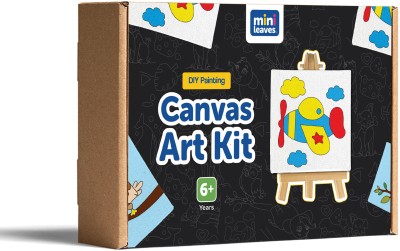 Minileaves Mini Canvas Craft Art Paint Kit for Beginner for Girls Boys 4+ Years Set of 4