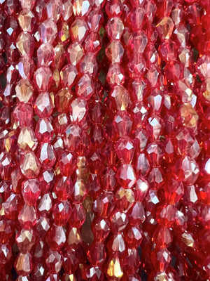 UniKart Drop Shape Red Crystal Beads 110pcs For Art & Craft Work 6x8mm