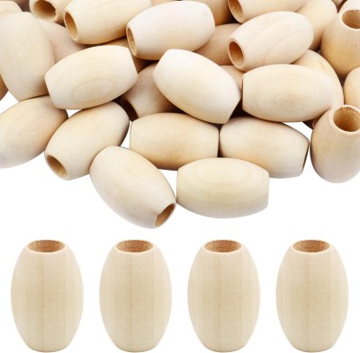 DIY Crafts 130, Natural Oval Wood Beads Unfinished Wooden Barrel Wooden Loose Spacer Beads