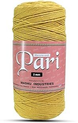 Macrame Cords Pari Dori Thread | 2mm Single Strand | Mustard | 350-400 Metres | 1kg Spool | Cotton