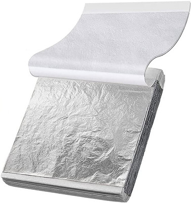 Kandle 3x3 inch Silver Leaf 25 Sheets for Resin Foil Leaf Paper Metallic Foil Flakes