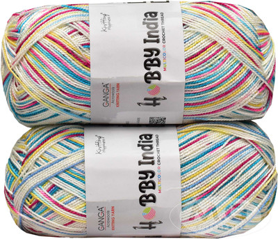 M.G Enterprise Gan Ga Hobby India Teal Cream 400 gmsWool Ball Hand knitting wool-R Art-AEIA