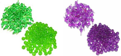 PUSHPA CREATION Plastic Beads Set Art and craft Projects sblue orange color qty-300