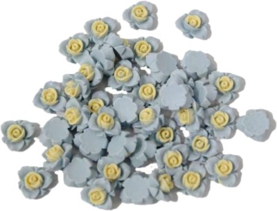 Indian Petals 3D Cut Flat-Back Acrylic Flower Resin Motif for Any Caft, Sky Blue, 100 Pcs
