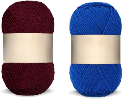 Waaome ® Brown And Blue Wool 200 Gram 100x2 Hand Knitting Art Craft Soft Yarn (WA60)