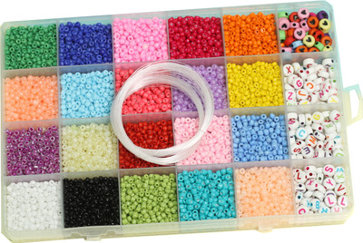Beadsnfashion Glass Seed Beads DIY Kit with Thread, Needle and Findings, Size 8/0 3mm