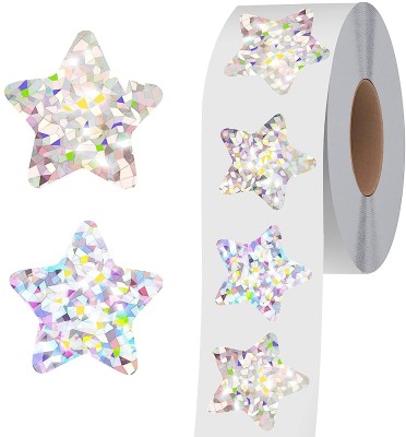 Climberty 2.5 cm 500Pcs Sparkly Holographic Glitter Star Stickers Reward Incentive Kids 1 inch Self Adhesive Sticker(Pack of 500)