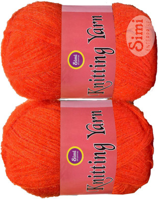 Simi Enterprise Knitting Wool Yarn, Soft Fancy Feather Wool Orange 300 gm- Art-HEH