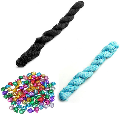 Crafts Haveli Nylon Cord 30 Mtr Knot Macrame Braided String M_1mm Nylon_Black Sky Blue