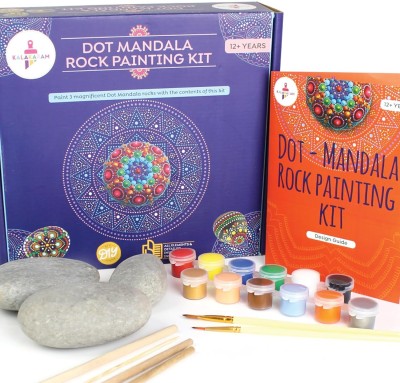 Kalakaram Mandala Rock Art Kit: Make 3 Pieces of Mandala Rock Art