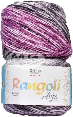 M.G Enterprise GAN GA Rangoli Arte Purple Grey 600 gmsWool Ball Hand knitting wool P Art-AEHF