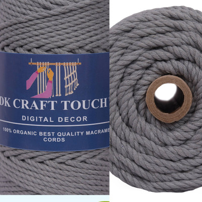 Dk Craft Touch Ash Grey 4mm (100m) Twisted Macrame Cotton Thread/Cord Roll For Craft Work