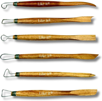 Like it 6PCS Single -Sided Wooden Handle Clay Pottery Wire Loop Sculpture Tools Set