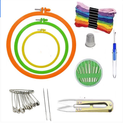 manrish Embroidery Kit/Embroidery Frame Hoops With Threads,Cutter,Needles & ToolsCombo