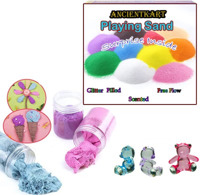 AncientKart Scented Glitter Sand Set of 3 with surprise Crystal Teddies(100 g each)