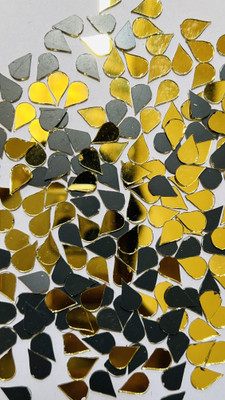 MIRROR GLASS WORLDWIDE ALMOND SHAPE GOLDEN MIRROR FOR LIPPAN ART 8MM 100GM 660PIECE