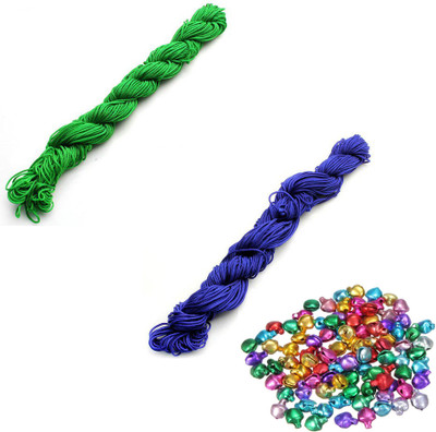 Crafts Haveli Nylon Cord 30 Mtr Knot Macrame Braided String M_1mm Nylon_Green Blue