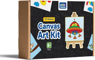Minileaves Mini Canvas Craft Art Paint Kit for Beginner 4+ Years Set of 4 with wooden Easel
