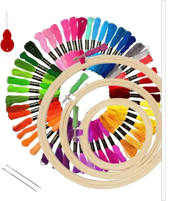 manrish Embroidery Kit/Embroidery Frame Hoops With Threads, Threader & Needles Combo