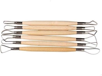 Flywind 6PCS Wood Handle Wax Pottery Clay Sculpture Carving Tool DIY Craft Set