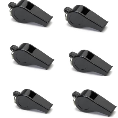 Waaome ® (6/PCS Black Whistle)Seeti Loud Plastic Whistle for Referee,Kids & Adults(AS7)