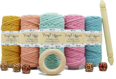 Craft Affair Water, Baby Pink, Mustard, Peach, Mint Thread(10 m Pack of5)