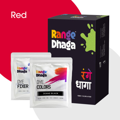 rangedhaga Fabric Dye, Shade Red, Pack of 5 Single Color Pouches