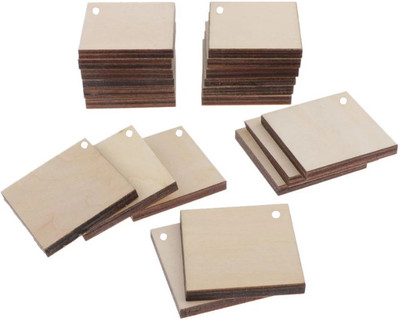 R H lifestyle Square MDF Board with Hole Small Mandala Art Board Wooden Keychain 20 Pcs 2 Inch