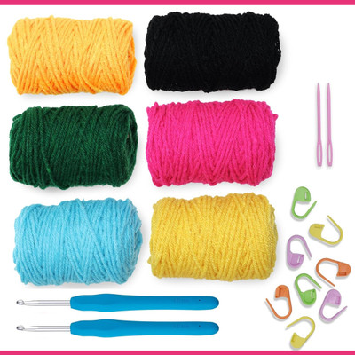 Qroof Crochet Kit for Beginners with Wool Crochet Threads