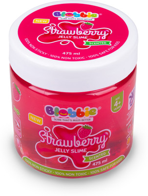 Blobbie Strawberry Fruit Jelly Slime Jar|With Fragrance & Slices|Non-Sticky&Non-Toxic|4+