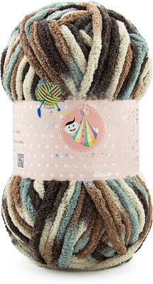 JNT Soft Brown White and Grey Yarn for All Knitting and Crochet Projects 100g