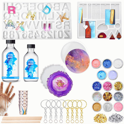 EVENS MORE Resin Art Kit With 4 Molds Resin And Pigments