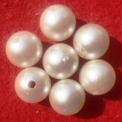 RAMANO 12 mm WHITE PEARL PLASTIC BEADS FOR ART CRAFT JEWELLERY TOTAL 100 PCS