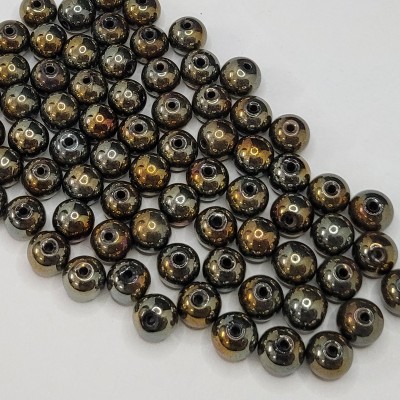 INDIKONB 6MM Glass Pearl Beads (Black Gold)