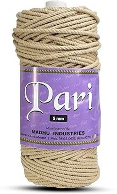 Macrame Cords Pari Dori Thread | 5mm Twisted (3Ply) | Beige | Approx 100 Metres | 1kg Spool |