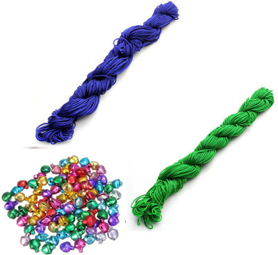 Crafts Haveli Nylon Cord 30 Mtr Knot Macrame Braided String M_1mm Nylon_Blue Green