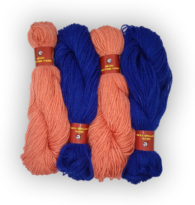 DEVKI KNITTING YARN PACK OF 200GM. YARN ROSY CORAL & ROYAL BLUE COLOR , DM38.59.200