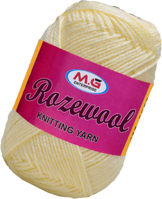 M.G Enterprise Rosewool Cream 300 gms Wool Ball Hand knitting wool- Art-FHH