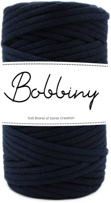 Bobbiny Knitted Braided Navy Blue Crochet 100m 3MM Macrame Thread Cotton Cord , Rope