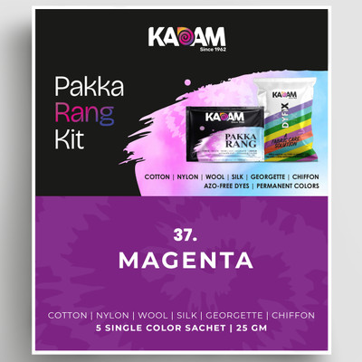 KADAM Pakka Rang Permanent Fabric Dye Colour | Shade No.37: Magenta | 25g Pack