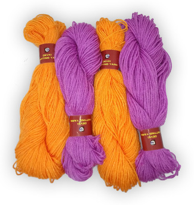 DEVKI KNITTING YARN PACK OF 200GM. YARN LIGHT ORANGE & LAVENDER COLOR , DM56.72.200