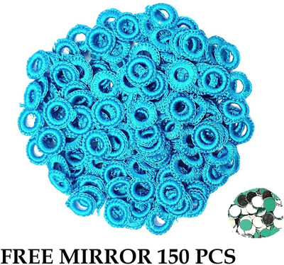 Crafts Haveli Fabric Small Mirror Frames and Mirrors for Embroidery Works (Teal, 8 mm/1.7 cm)
