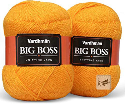 SHOPCASH Wool BigBoss Soft Fingering Hand Knitting Crochet Hook Yarn (Yellow, 400 gm)