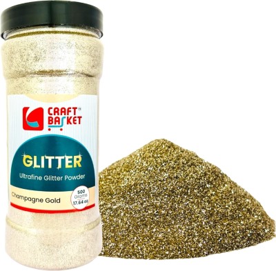 CRAFT BASKET Ultra Fine Glitter for Art & Craft (Colour: Champagne Gold)(500 Gm)