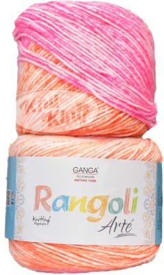 KNIT KING GAN GA Rangoli Arte Multi Roe 400 gm Wool Ball Hand knitting wool N Art-AEHD