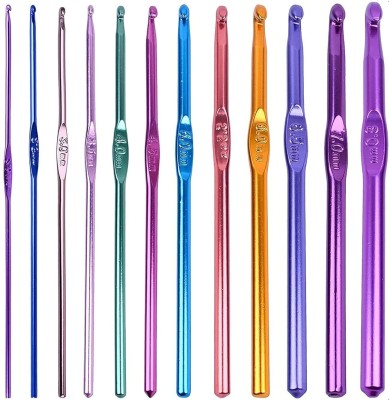 TOTAM Aluminum Crochet Hooks Knitting Needles Set with Case (Multicolor) - 12 Pieces