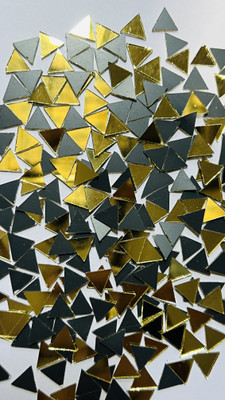 MAHANT TRIANGLE SHAPE GOLDEN MIRROR FOR make attractive ART 12MM 50GM 325PIECE