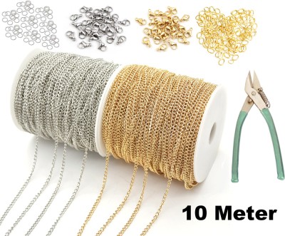 Crafts Haveli Silver Golden Link Chain 10 Mtr Each, Jump Ring, Lobster & Cutter