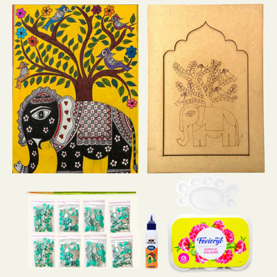 decordial madhubani jharokha lippan art kit with accessory acrylic decorative mirrors